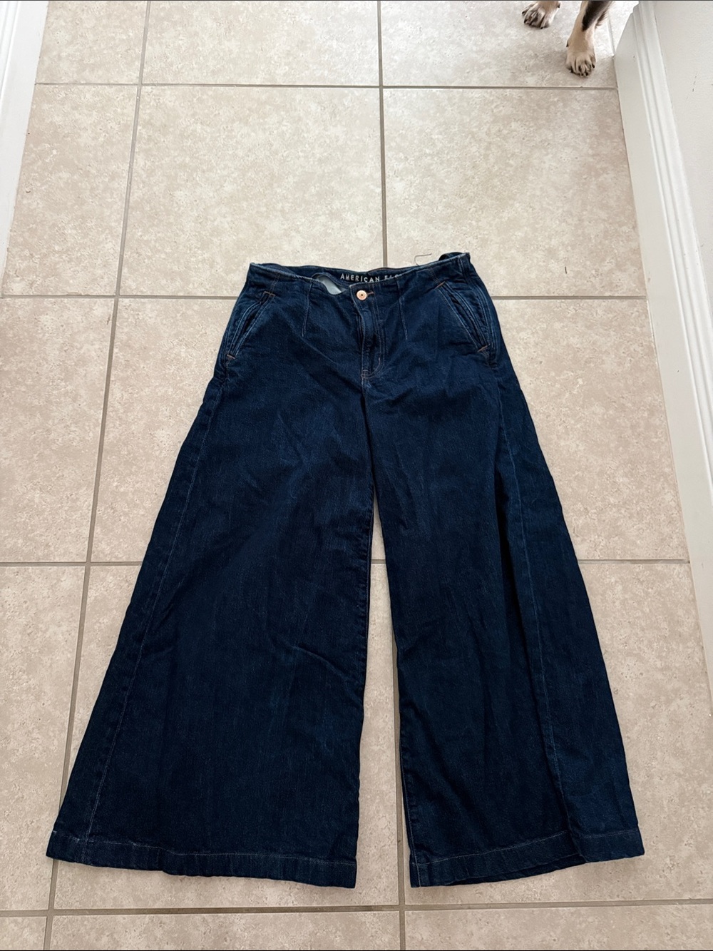 American Eagle Outfitters Navy Wide-Leg Corduroy Jeans
